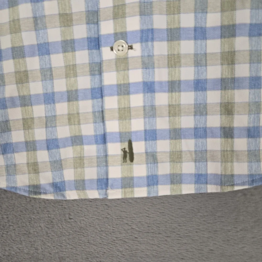 Johnnie-O Shirt Mens Medium Button Up McArthur Sequoia Plaid Stretch Performance